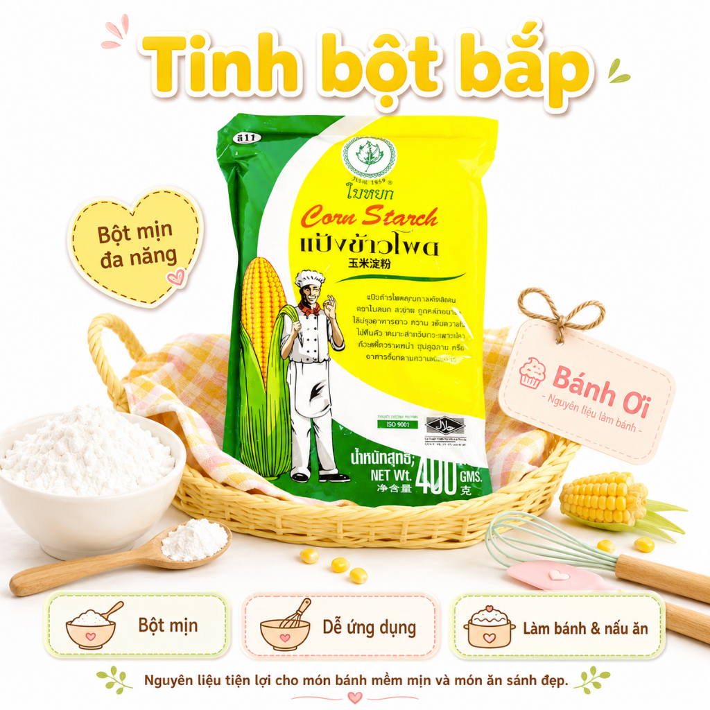 Bột bắp, Tinh Bột Bắp Thái Lan – Nấu Ăn, Làm Bánh, Nấu Súp, Làm Sốt, Tạo Sánh
