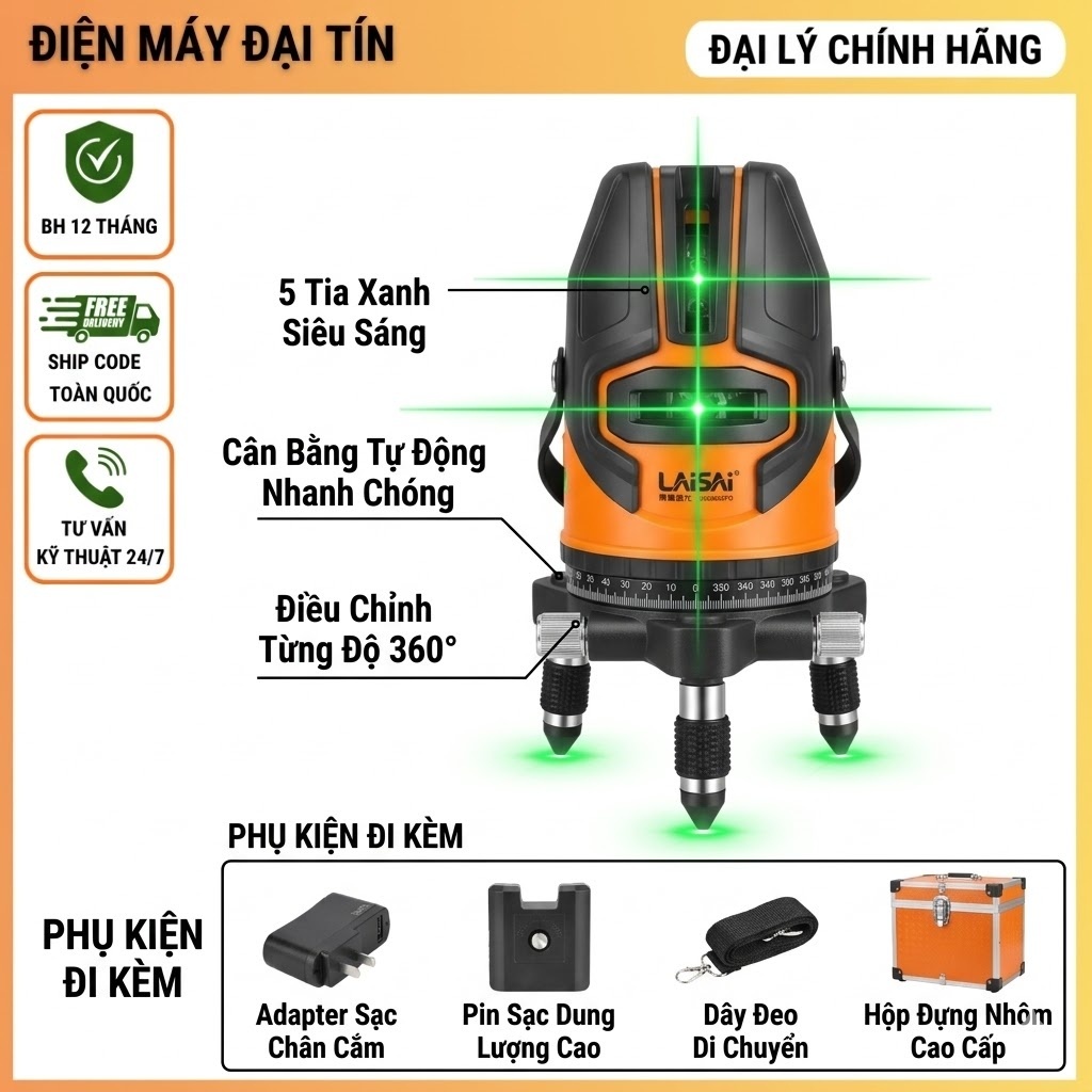 (Chính hãng) Máy cân mực 5 tia xanh Laisai LSG686SPD (có Vat)