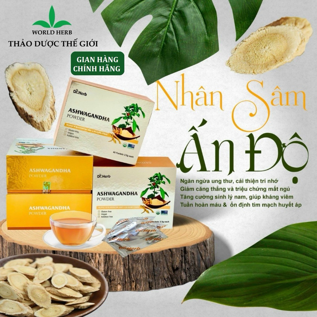 Bột Trà Sâm Truyền Thống Ấn Độ Ashwagandha (48 gói x 3,5gr)