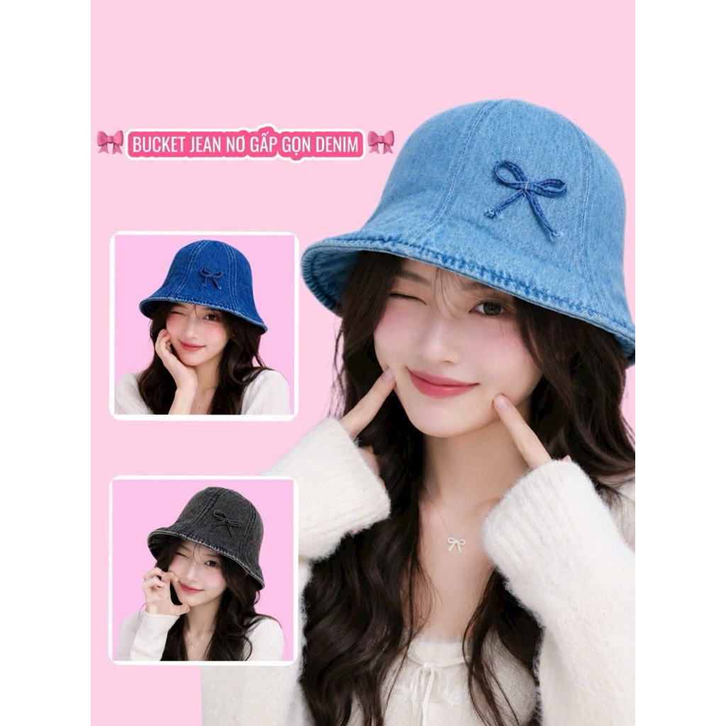 Nón jean, nón denim cho nữ, mũ denim cho nữ, nón bucket cho nữ