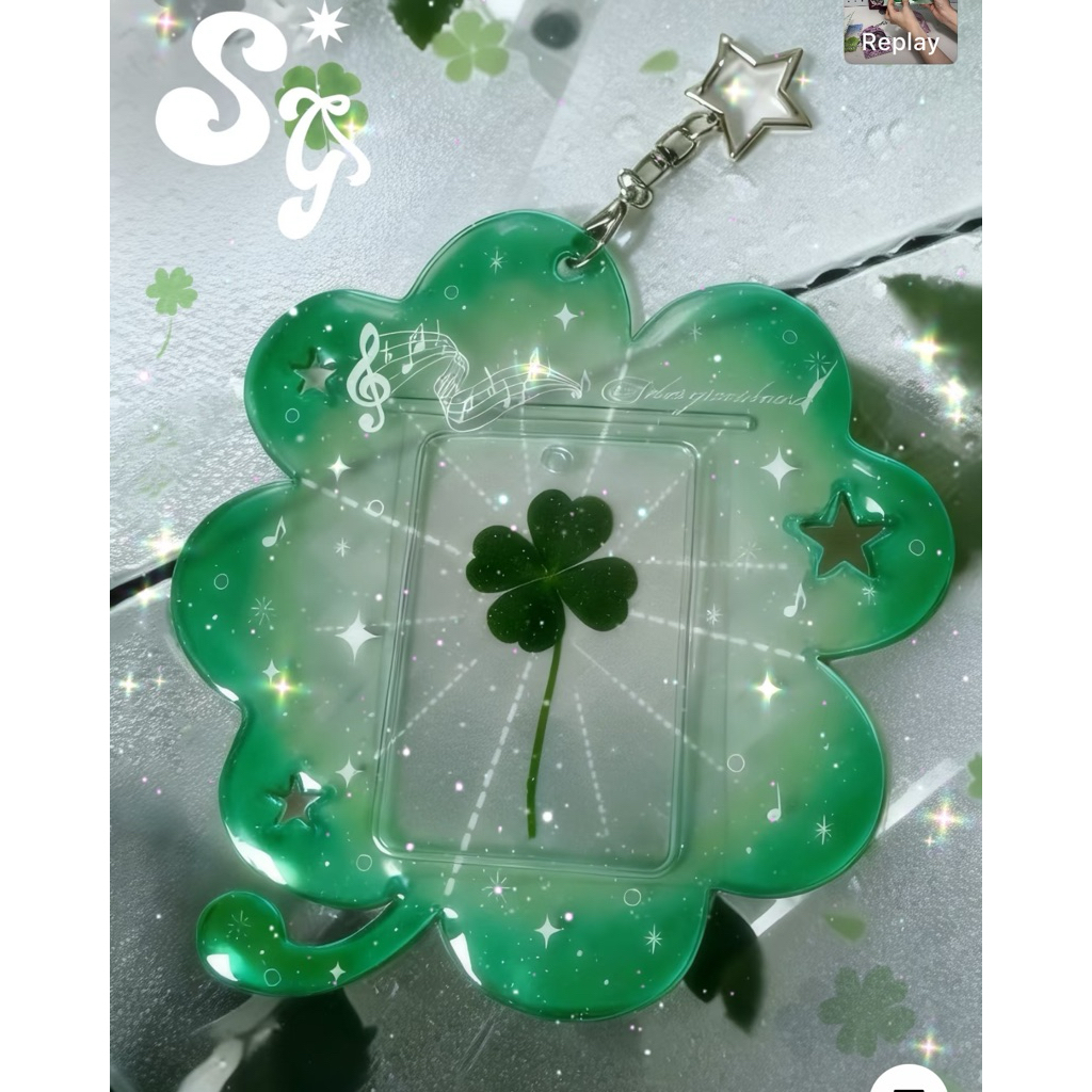 Thẻ Bảo Vệ Đựng Ảnh Bo Góc 4 Leaf Clover & Sakura Flower