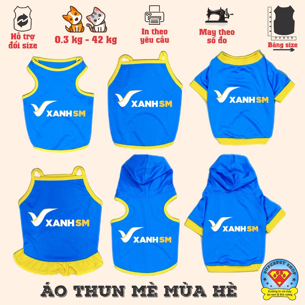 Áo mùa hè chó mèo - SHIP.PER XANH SM - XANH BIỂN - Superpet Shop