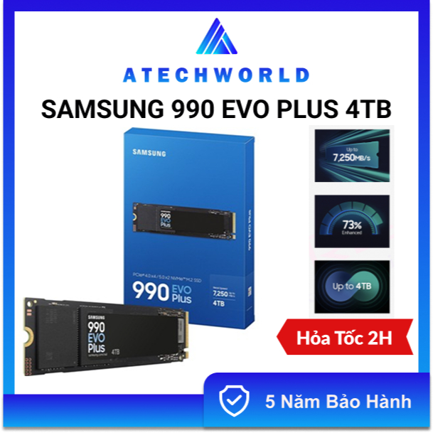 Ổ Cứng SSD Samsung 990 Evo Plus 1TB 2TB 4TB PCIe NVMe M.2 2280 - Hàng Chính Hãng - BH 5 Năm - Có Xuấ