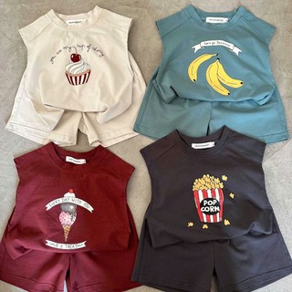 Bộ Bé Trai Mùa Hè Chất Thun Cotton Áo Sát Nách In Hình Hoạt Hình Quần Short Mềm Mát Cho Bé 1-8 Tuổi