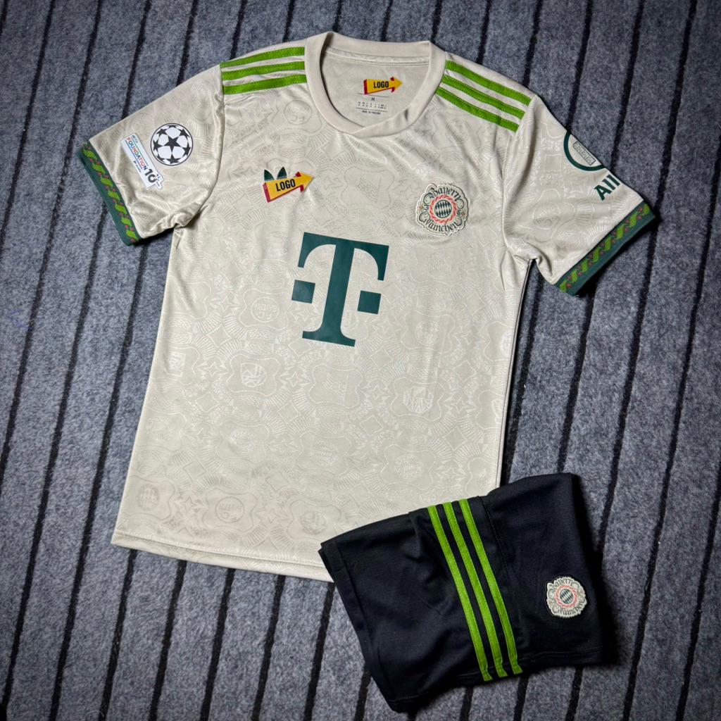 Bộ Quần Áo Bóng Đá CLB Bayern Munich Sân Khách 25/2026 Vải Polyester Thái Cao Cấp.