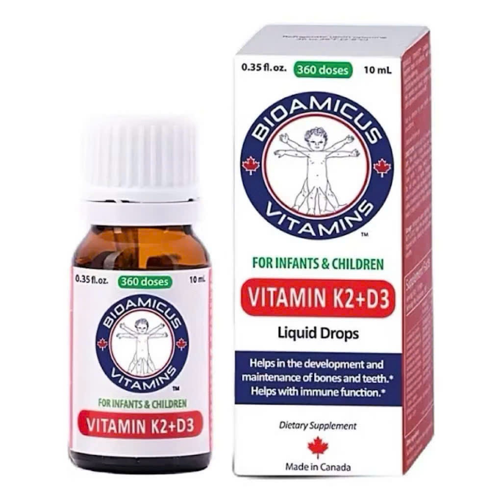 Vitamin D3K2 MK7 BioAmicus Bao Kép, D3K2 cho bé, giúp tăng cường hấp thu canxi, ,tăng chiều cao