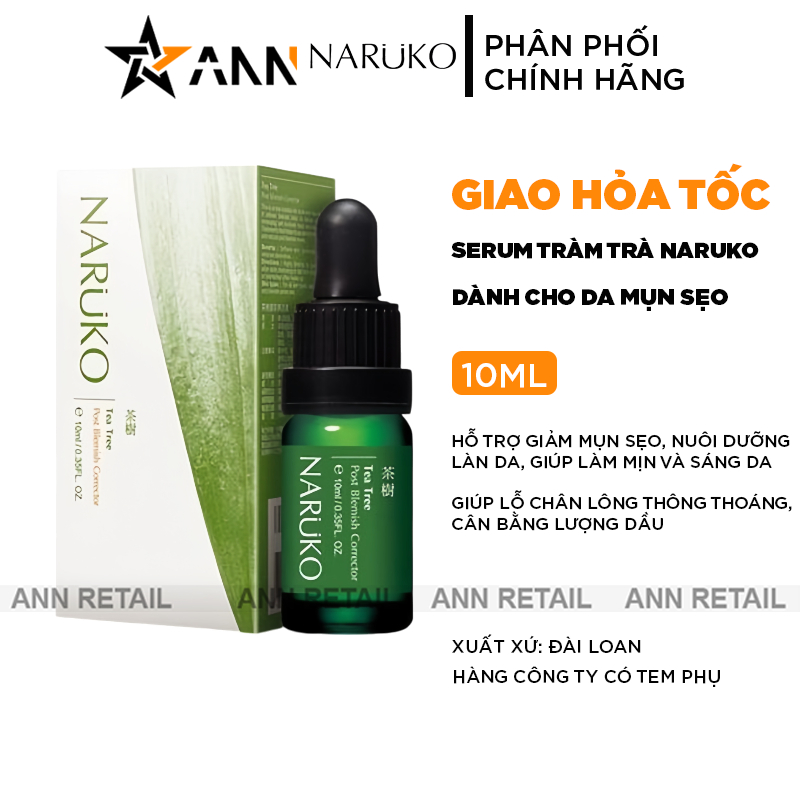 [ XẢ KHO SALE SỐC] Serum Tràm Trà Naruko Hỗ Trợ Giảm Sẹo Thâm Rỗ Sau Mụn 10ml - HÀNG CHÍNH HÃNG