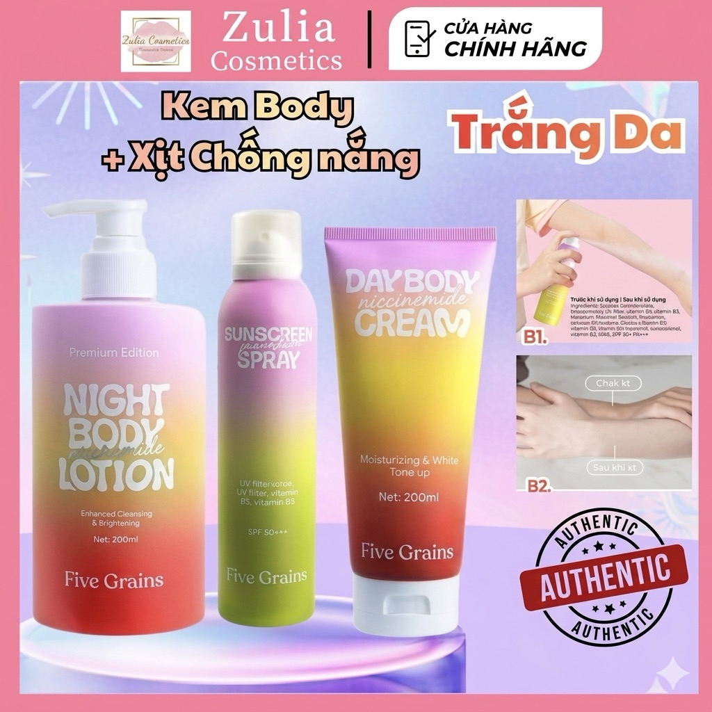 [FIVE GRAINS] Kem dưỡng Cao cấp Five Grains trắng da Niacinamide, Alpha-Arbutin nâng tone ban ngày 2