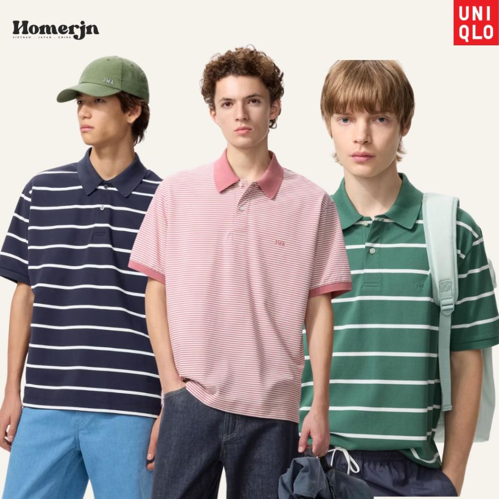 [UNI JAPAN] SALE GIỚI HẠN - Áo Polo Uni x JW Anderson Dry Kanoko Border Kẻ Ngang