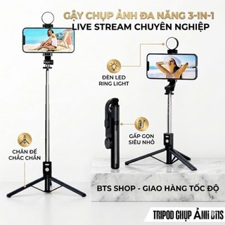 Gậy chụp ảnh 3 chân B11S bluetooth tripod selfie kéo dài 1.1m có remote điều khiển từ xa 10m-Chất liệu thép & ABS