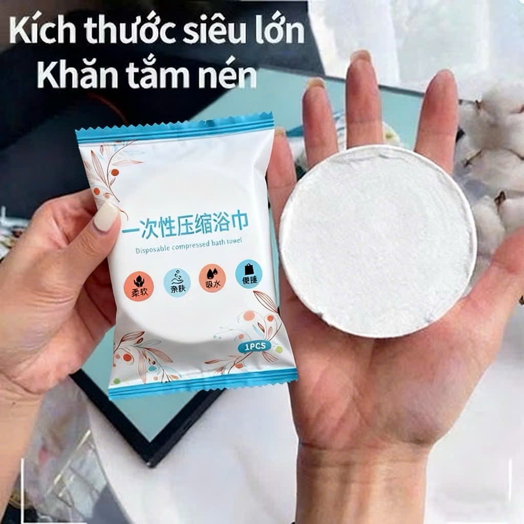[Hàng dày LOẠI 1] Combo Khăn tắm viên nén du lịch dùng một lần, Khăn tắm cotton tiện lợi 01596