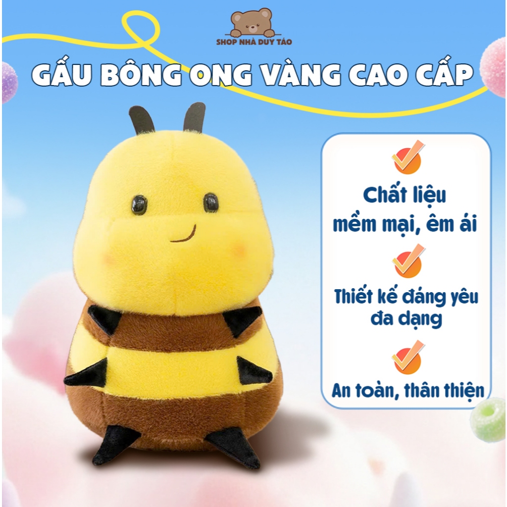 Gấu bông ong vàng cao cấp dễ thương nhồi bông êm mịn 25cm