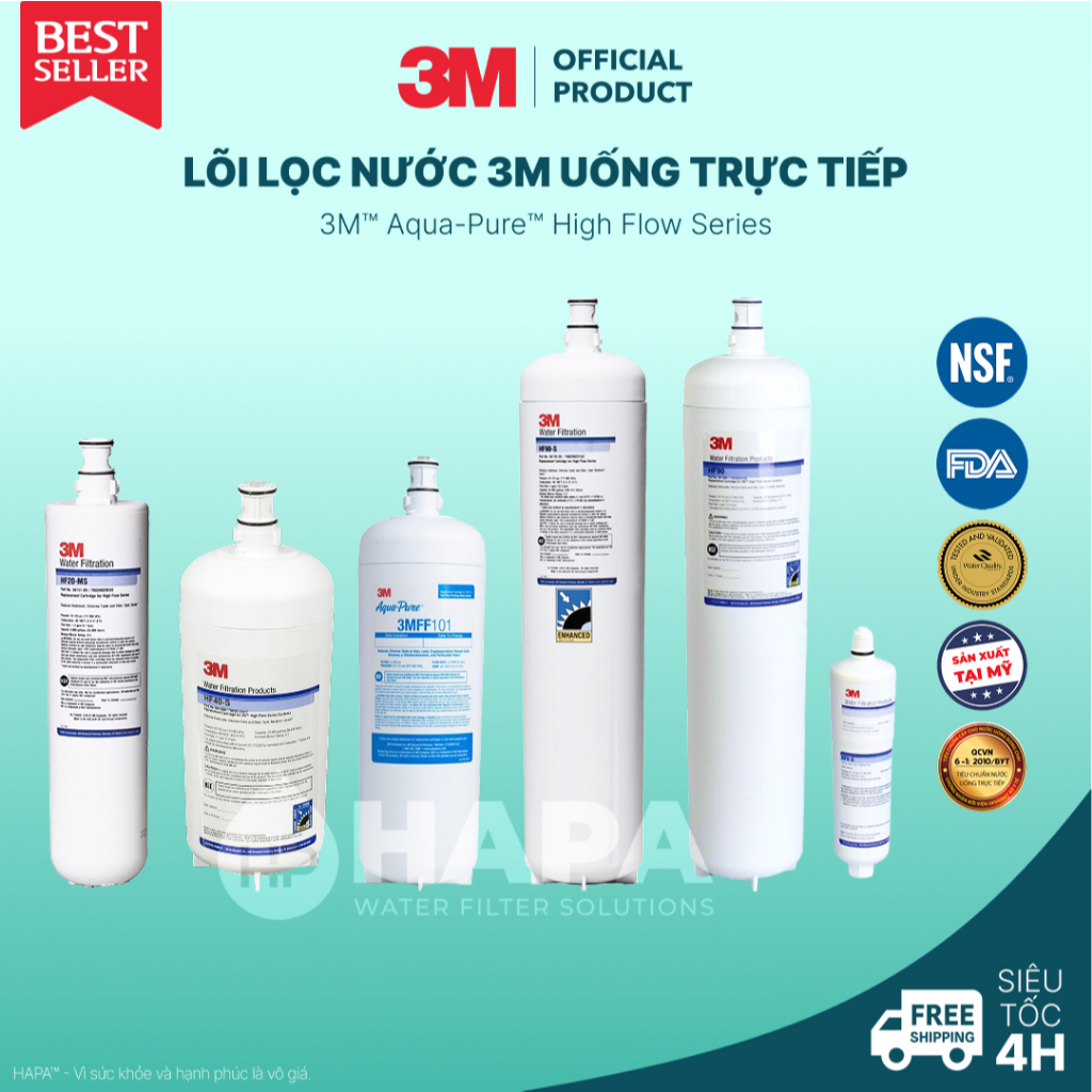 Lõi Lọc Nước 3M HF20-MS, HF40-S, HF90-S, DP190, HF90 HF8-S, 3MFF101 Uống Trực Tiếp Từ Vòi - 3M™ Aqua