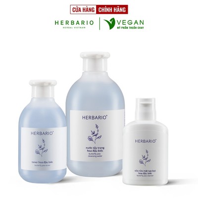 Bộ 3 Hoa đậu biếc chống lão hóa da: Nước tẩy trang 300ml + Toner 200ml + Sữa rửa mặt tạo bọt 100ml
