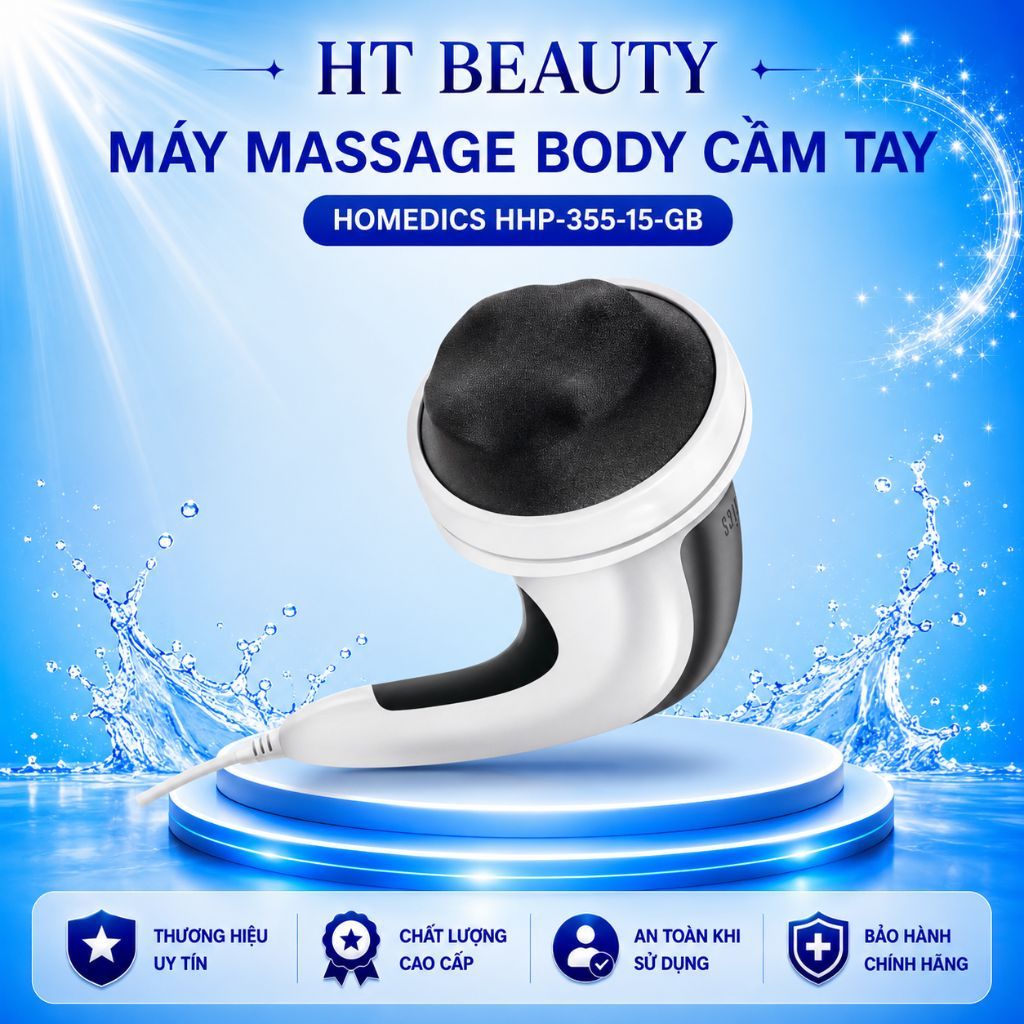 Máy Massage Body Cầm Tay 4 Đầu HoMedics HHP-355-15-GB, HT Beauty nhập khẩu Mỹ, bảo hành 24 tháng