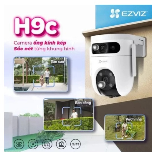 Camera WiFi EZVIZ 2 mắt H9c 6MP ( 3MP + 3MP ) Ngoài Trời Xoay 360,Đầy Đủ Tính Năng Thông Minh, Bảo H