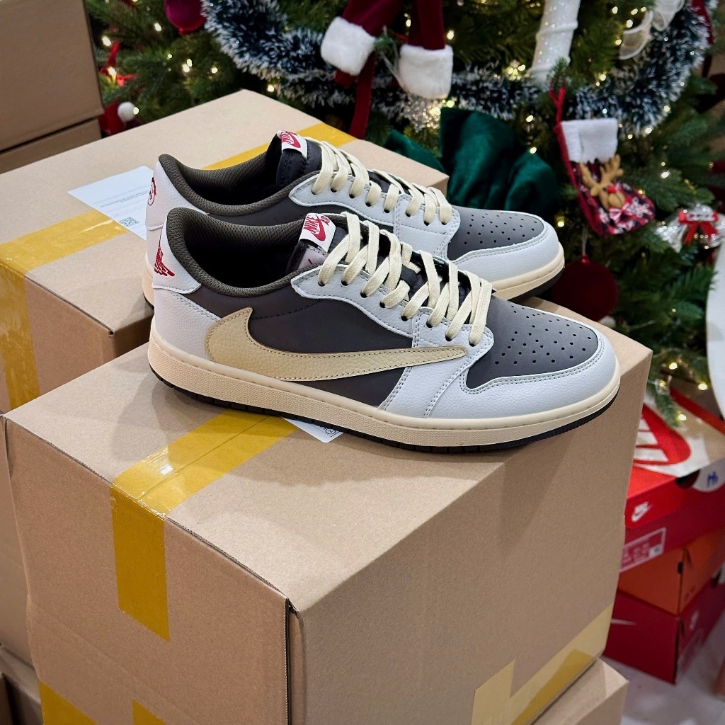 Giày Sneaker Travis Scott x JD1 cổ thấp màu Mocha nâu kem, xanh dương basic dễ phối đồ cho nam nữ | BigBuy360 - bigbuy360.vn