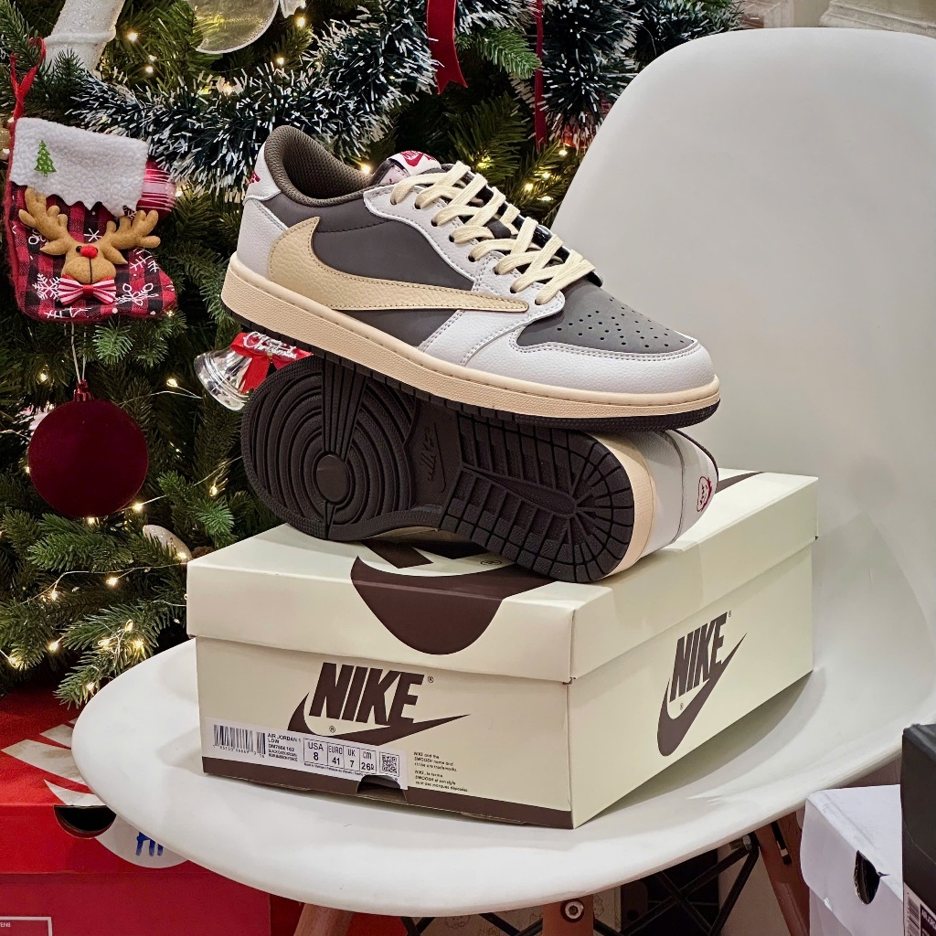 Giày Sneaker Travis Scott x JD1 cổ thấp màu Mocha nâu kem, xanh dương basic dễ phối đồ cho nam nữ | BigBuy360 - bigbuy360.vn