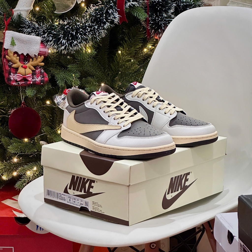 Giày Sneaker Travis Scott x JD1 cổ thấp màu Mocha nâu kem, xanh dương basic dễ phối đồ cho nam nữ | BigBuy360 - bigbuy360.vn