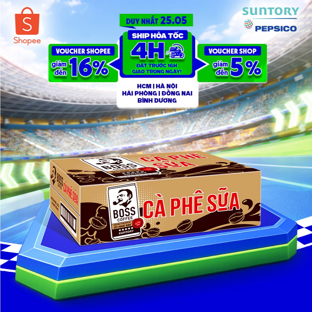 [Hỏa Tốc] Thùng 24 Lon Cà phê sữa Boss (180ml/lon)