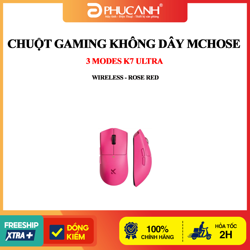 Chuột Gaming không dây MCHOSE 3 Modes K7 Ultra Wireless - Rose Red