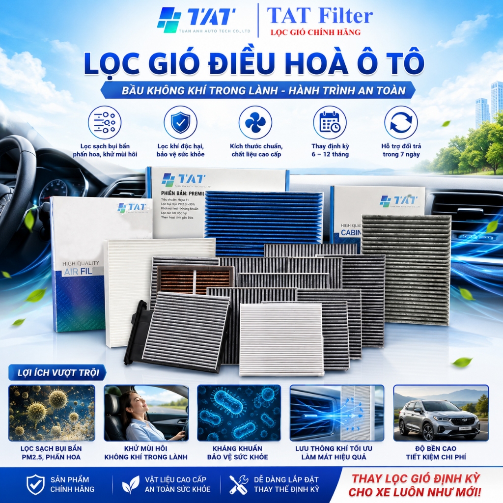 Lọc gió điều hoà ô tô, Lọc gió máy lạnh cao cấp TAT Filter