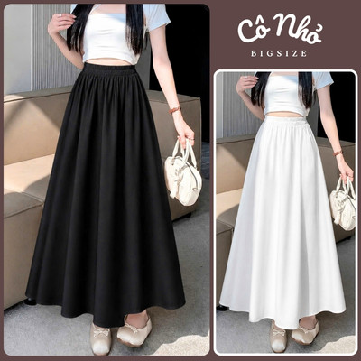 Chân Váy Dài Bigsize Nữ Dáng Váy Midi Xòe Nhẹ Tạo Xếp Ly Vải Lụa Cao Cấp Mịn Ít Nhăn CV15