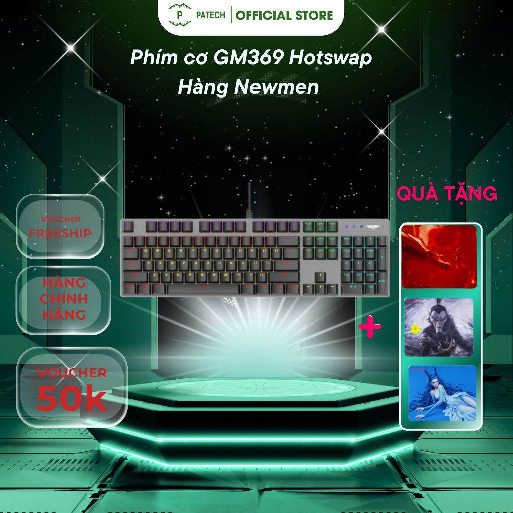 Phím cơ GM369 Hotswap Hàng Newmen chính hãng thiết kế thời trang - Hàng chính hãng