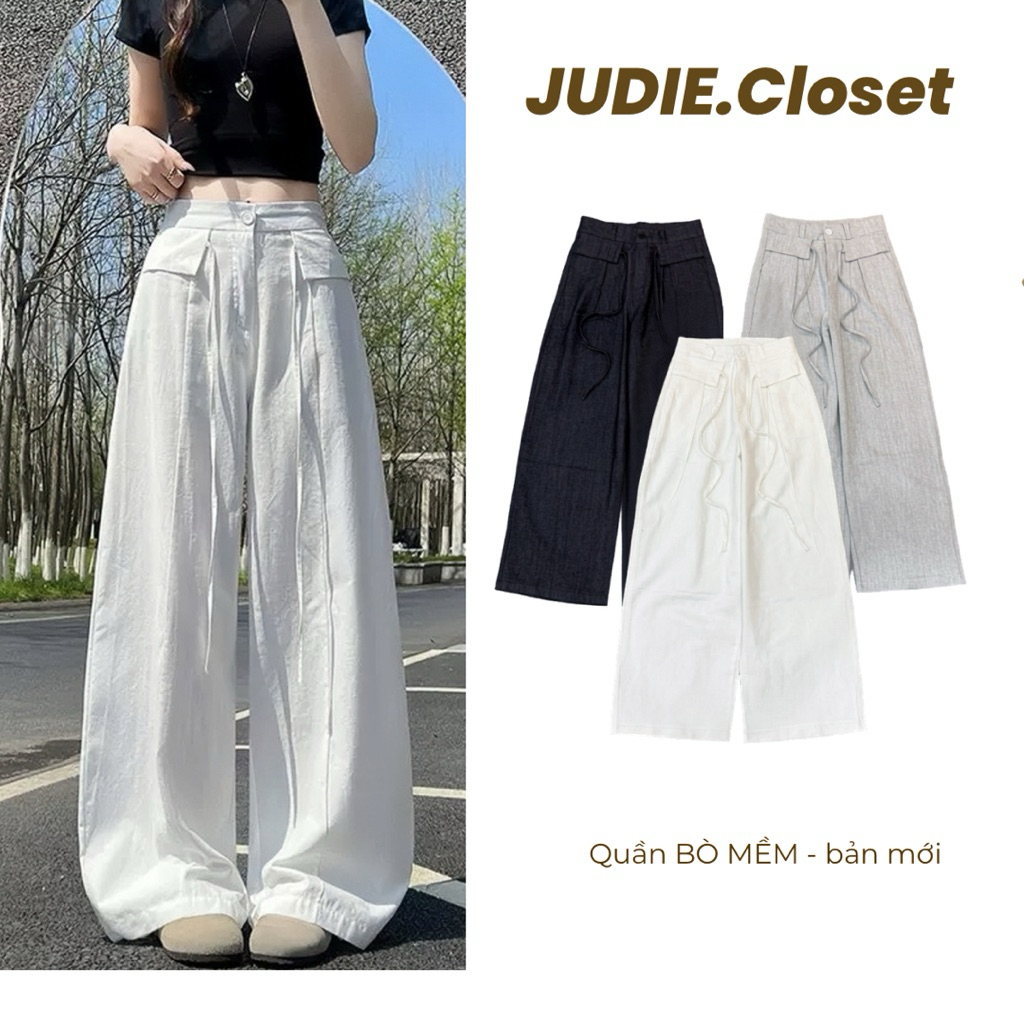 BÒ MỀM 2026 - Quần Suông Bò Mềm Cạp Khoá Bản Mới Dây Rút Hàng Cao Cấp ảnh thật JUDIE.Closet