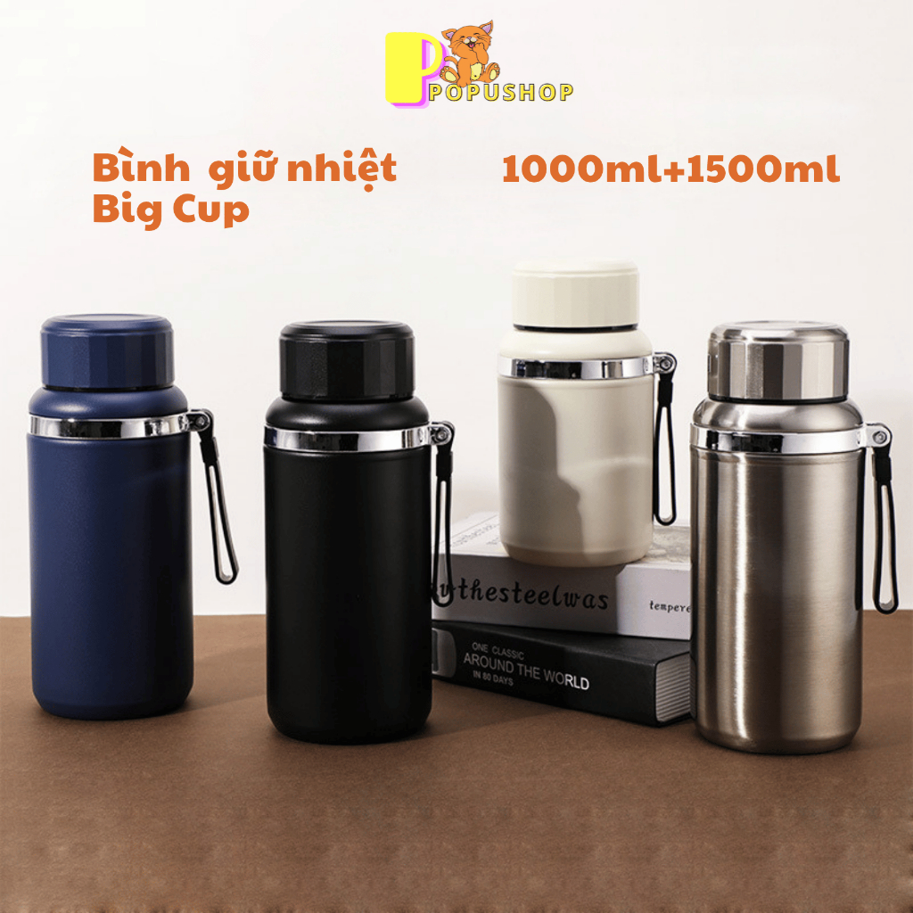 Bình giữ nhiệt WENDA 2026 1500ml 1000ml inox 316 có quai xách giữ nhiệt 12h bình giữ nhiệt cỡ lớn