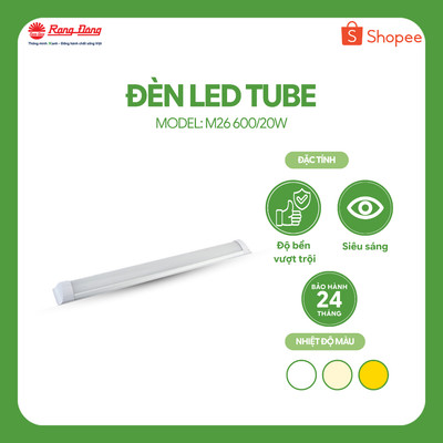 Bộ đèn LED tuýp bán nguyệt Rạng Đông; chiều dài 60cm; công suất 20W