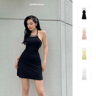 Đầm Ngắn Nữ Halter Ruffle Lace , Chất Vải Thun Sọc Thoải Mái , WDN000260  SOME HOW STORE