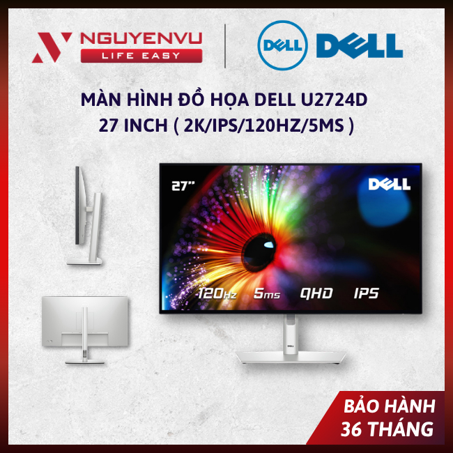 [Chính Hãng] Màn Hình Đồ Họa Dell U2724D 27 inch ( 2K/IPS/120Hz/5ms ) - Bảo Hành 36 Tháng