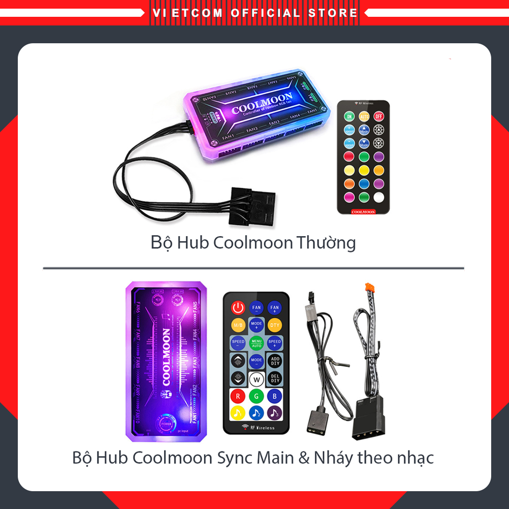 | HUB 6PIN | Bộ Hub Coolmoon + Điều khiển - Phiên bản mới có Led trên Hub