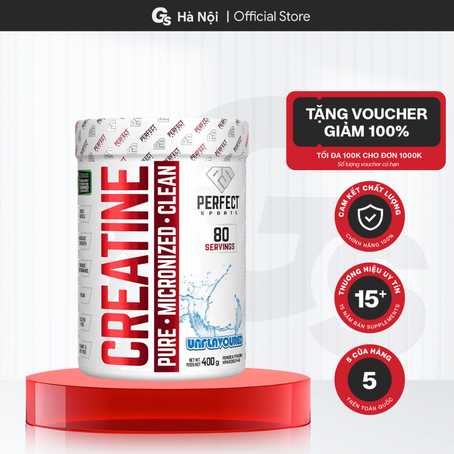 Bột tăng sức mạnh Creatine Perfect Sports, siêu tinh khiết, hỗ trợ tăng hiệu suất tập - Gymstore