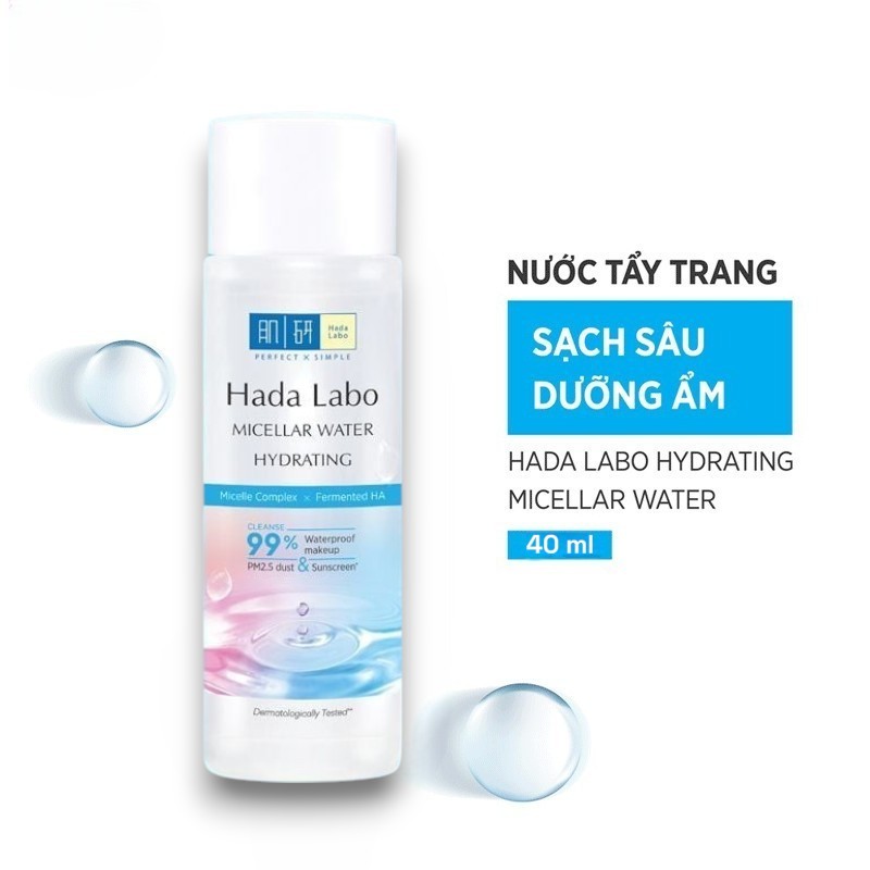 NƯỚC TẨY TRANG HADA LABO HYDRATING MICELLAR WATER | COMBO 2 CHAI 40ML | TẨY TRANG MAKEUP DƯỠNG ẨM DA