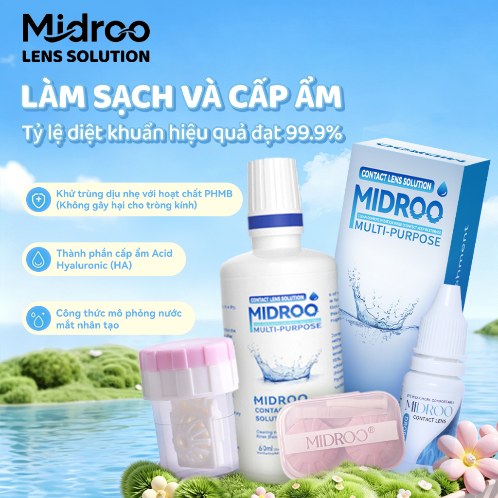 Nước ngâm lens 60ml/120ml/360ml+Nước Nhỏ Mắt 10ml+Cốc rửa lens+Hộp đựng kính…