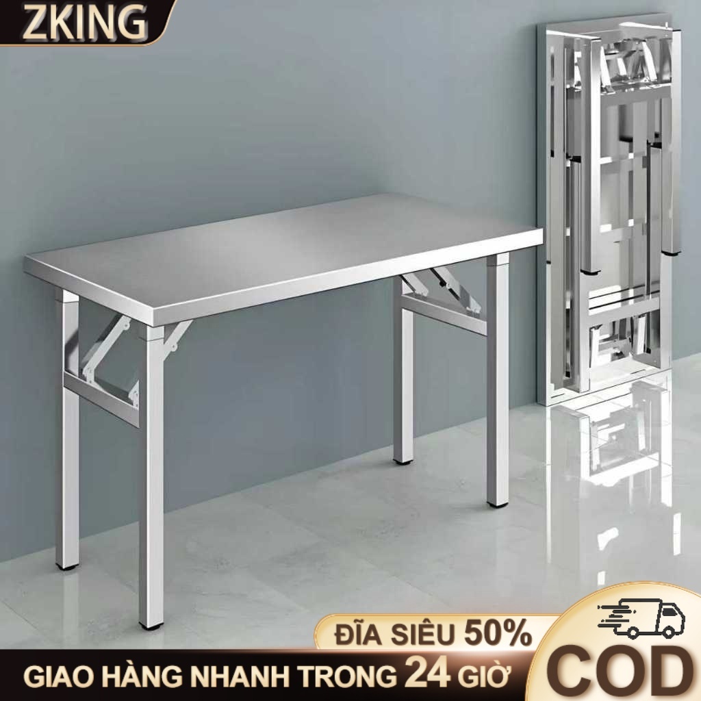 Bàn Inox xếp gọn tiện lợi cho quán ăn quán nhậu bàn ăn inox chữ nhật gấp gọn bàn bếp nấu ăn