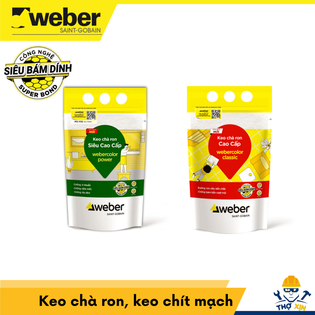 WEBER - Gói 1KG Bột Keo chà ron G-68S, PO-111S chống thấm cao cấp, Chống nấm mốc, ố vàng, bám bẩn si