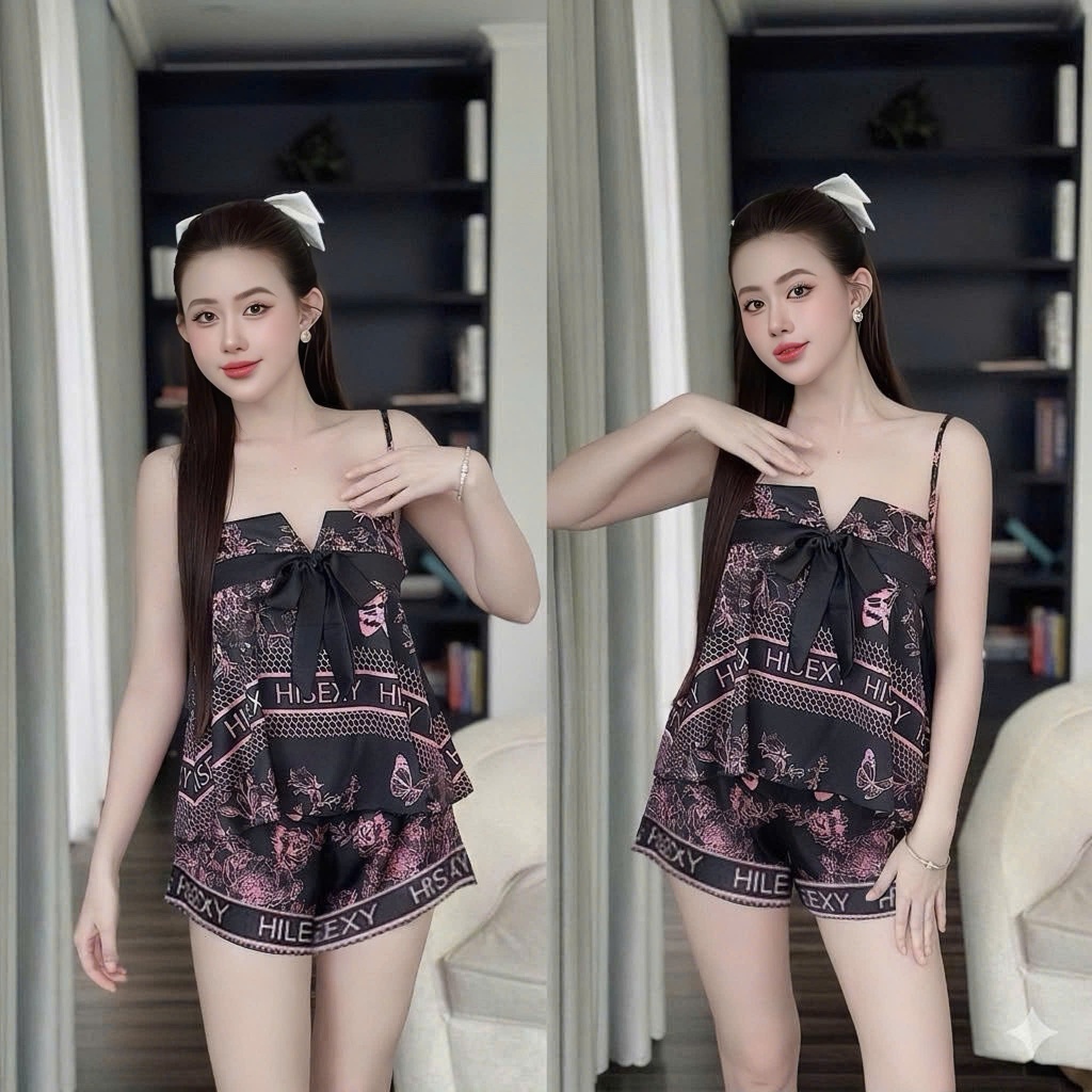 Đồ Bộ 2 Dây Form Rộng Rãi Nơ Trước Ngực Lụa Latin Cao Cấp MS65 | BigBuy360 - bigbuy360.vn