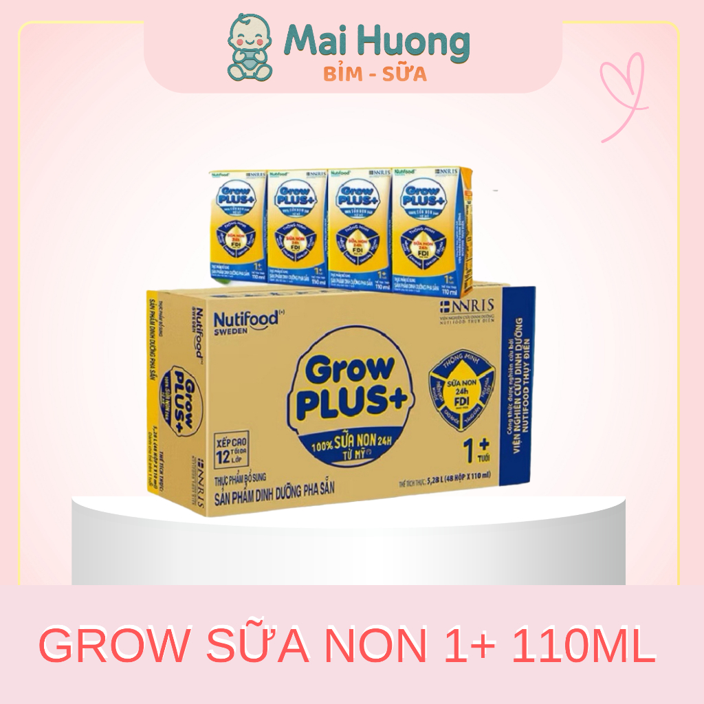 Thùng 48 Hộp Sữa Công Thức Pha Sẵn Nutifood GrowPLUS+ Vàng (Sữa Non Tăng Đề Kháng) 110/180ml - (48 Hộp ) Date Mới ....