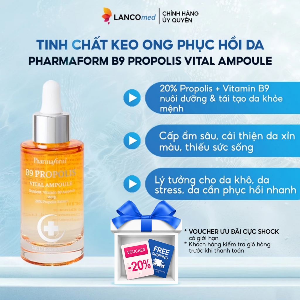 PHARMAFORM B9 PROPOLIS VITAL AMPOULE – TINH CHẤT KEO ONG PHỤC HỒI DA