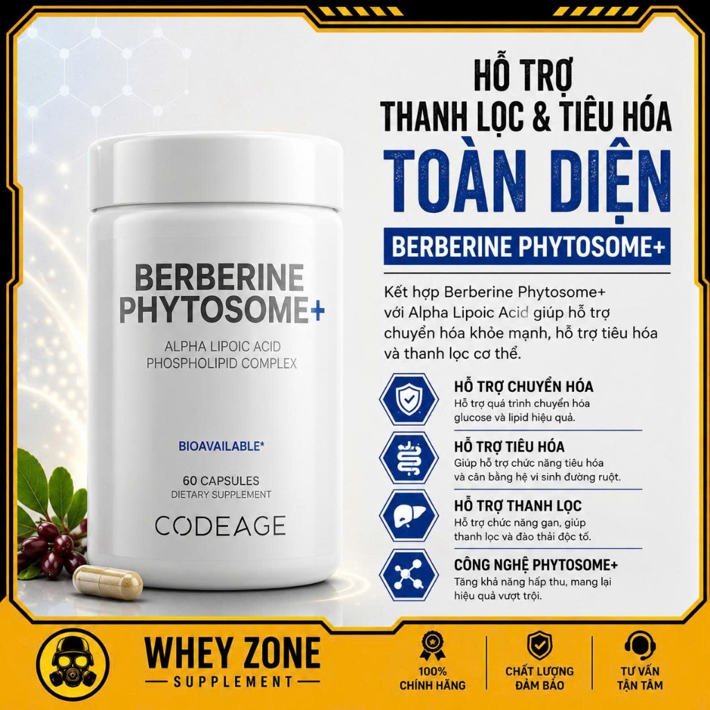 Codeage Berberine Phytosome+ 60 Viên - Thực Phẩm Bổ Sung