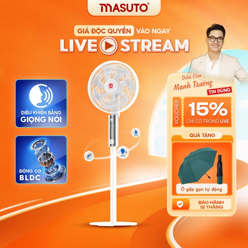 Quạt Điện AI Giọng Nói Masuto AirPro 7 Cánh BLDC - Quạt Tuần Hoàn Đối Lưu Không Khí Ra Lệnh AI | BigBuy360 - bigbuy360.vn