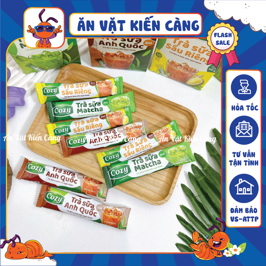 Combo Trà sữa Cozy Matcha 3in1, Trà Sữa Cozy Anh Quốc, Trà sữa Sầu Riêng