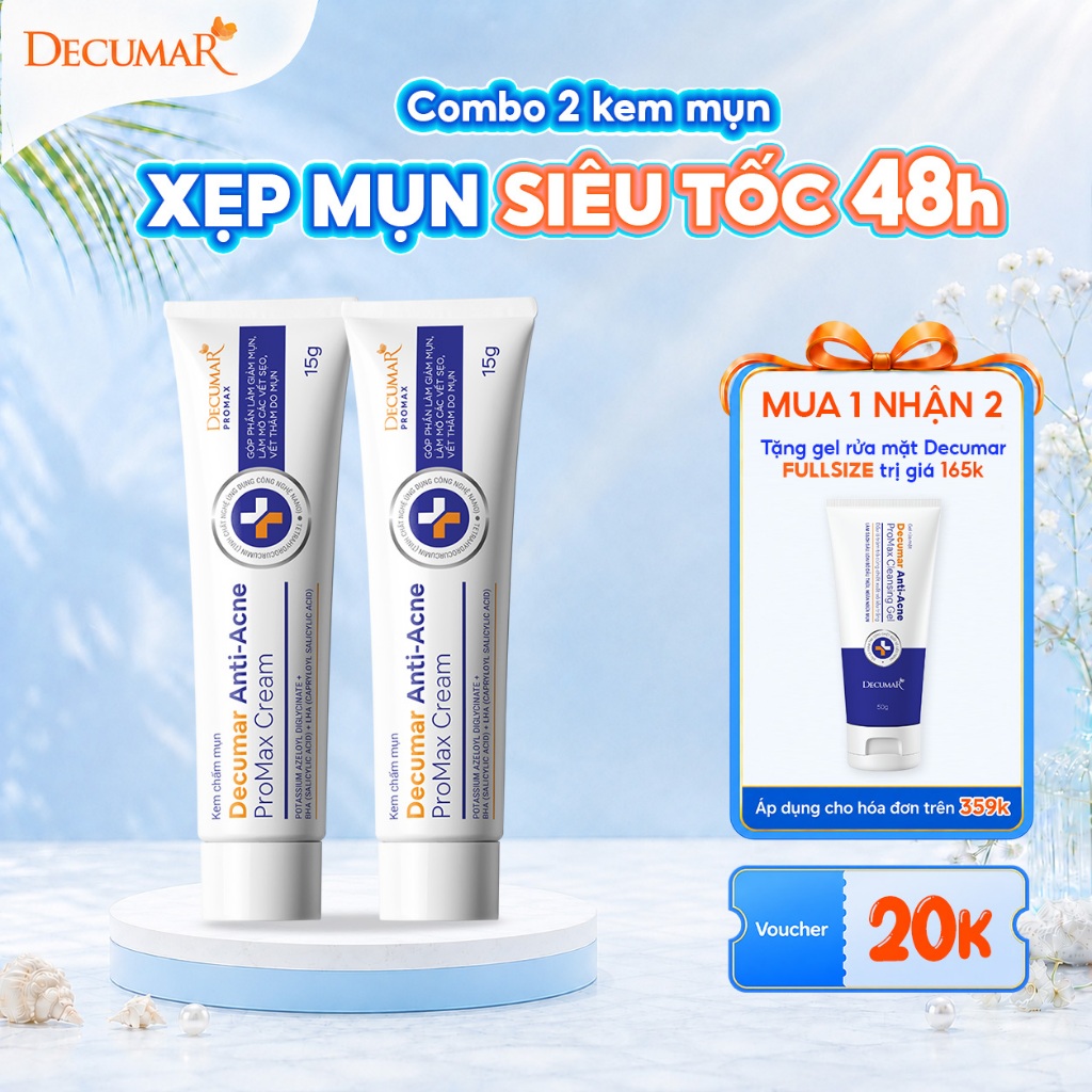 Combo 2 Kem Chấm Giảm Mụn Giảm Sưng Viêm, Mờ Thâm Sẹo Thế Hệ Mới Decumar ProMax 15g - DPM2K