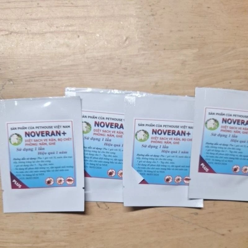 Combo 4 gói NOVERAN gói tắm diệt sạch sẽ ve, rận, bọ chét. hiệu quả