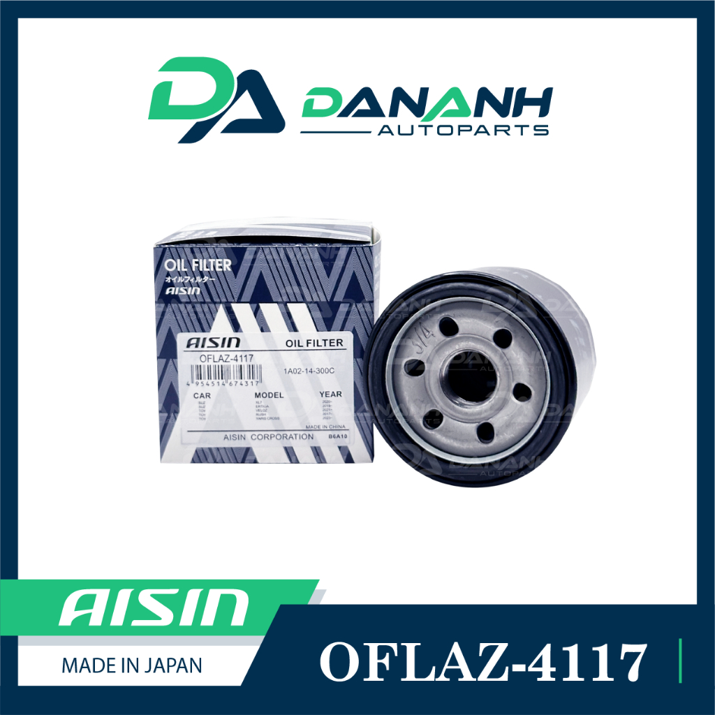 [CHÍNH HÃNG] AISIN  AISIN OFLAZ-4117 Lọc Nhớt Động Cơ Suzuki XL7 2020+, Ertiga 2019+, Toyota Veloz, 