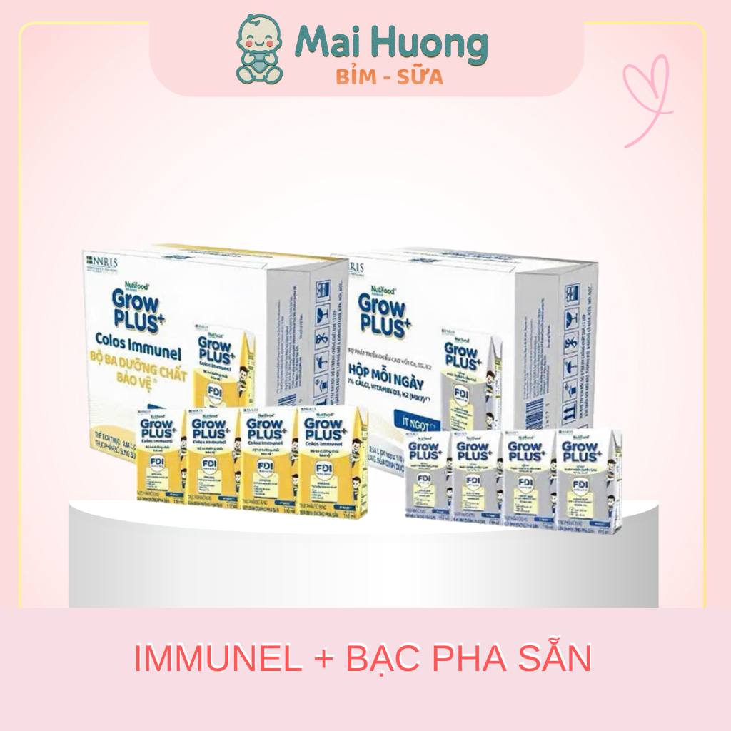Thùng 48 hộp Sữa Công Thức Pha Sẵn Nutifood Sweden GrowPLUS+ Bạc và Sữa Non Immunel hộp 110ml/180ml ....