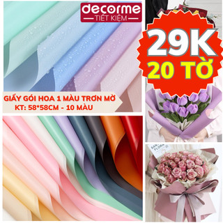 Combo 100 tờ giấy gói hoa trơn mờ nhiều màu 58*58cm ,bóng mờ gói hoa phong cách Hàn Quốc Buka Nguyên Phụ Liệu Handmade